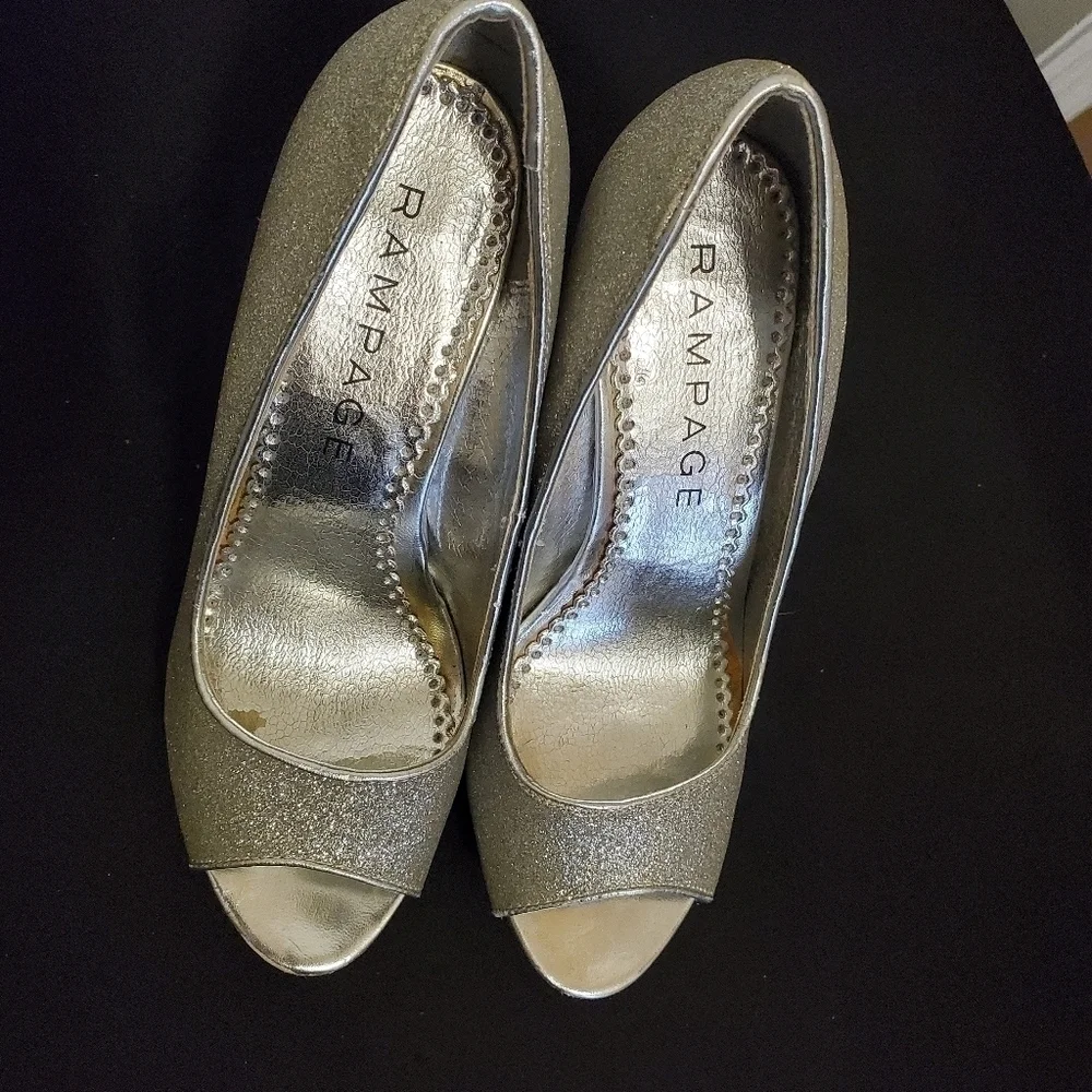 Rampage Silver Glitter Peeptoe Gracee Heel…